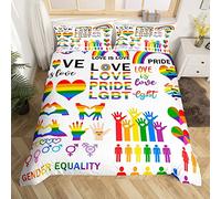 Rianbow Duvet Cover Rainbow Stripe Love Bedding Set for Women Men Teens Room Pride Flag with Heart Decor Comforter Cover Set Colorful Bedspread Cover 3Pcs Zipper Super King Size