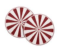 RIANGI Beaded Placemats - Circle Placemat Set of 2 for Dining Table Decor - 13 Inch Fancy Beaded Christmas Placemats for Thanksgiving, Boho Party, Christmas Table Centerpieces - Red-White