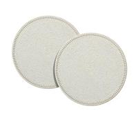 RIANGI Beaded Round Placemats for Farmhouse Table Decor Multi, Measure 13 Inches Beaded Christmas Placemats Round for - Dining Table Decoration and Family Party Set of 2 - Cream