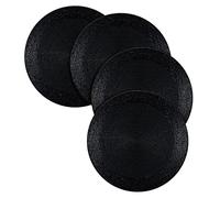 RIANGI Black Beaded Placemats - Round Dining Table Mats, 13 Inch Circle, Set of 4 for Occasional Decoration