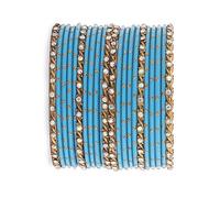 RIANGI Desi Indian Bangles For Women - Set Of 22 Pcs Bollywood Indian Jewelry Sets For Women, 80s Accessories Bangle Bracelets Party Favors Alloy Metal Churi, M-Circ 7.8 in-Indian Size 2.8-Dia 2.5 in