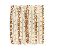 RIANGI Desi Indian Bangles For Women - Set Of 22 Pcs Bollywood Indian Jewelry Sets For Women, 80s Accessories Bangle Bracelets Party Favors Alloy Metal Churi, L-Circ 8.2 in-Indian Size 2.10-Dia 2.6 in