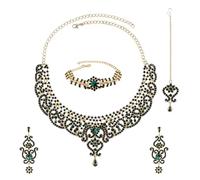 RIANGI Indian Jewelry Sets For Women - Bollywood Wedding Rhinestone Necklace Golden Statement Jewellery Set For Brides, 7.7.1_SIZE, Metal, No Gemstone