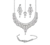 RIANGI Indian Jewelry Sets For Women - Bollywood Wedding Rhinestone Necklace Golden Statement Jewellery Set For Brides, 7.4.1_SIZE, Metal, No Gemstone