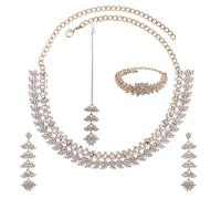 RIANGI Indian Jewelry Sets For Women - Bollywood Wedding Rhinestone Necklace Golden Statement Jewellery Set For Brides, 7.4.1_SIZE, Metal, No Gemstone