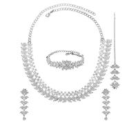 RIANGI Indian Jewelry Sets For Women - Bollywood Wedding Rhinestone Necklace Golden Statement Jewellery Set For Brides, 7.4.1_SIZE, Metal, No Gemstone