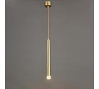 Riankh Golden Long Tube Pendant Light, Copper Flute Pendant Light, 3W LED Modern Chandelier, Crystal Shade Brass Pendant Lights, Drop Lights c (Color : Warm Light, Size : L)