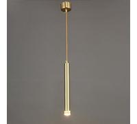 Riankh Golden Long Tube Pendant Light, Copper Flute Pendant Light, 3W LED Modern Chandelier, Crystal Shade Brass Pendant Lights, Drop Lights c (Color : Warm Light, Size : 30CM)