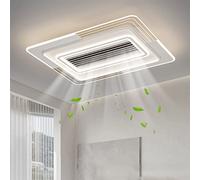 Riankh Large Modern Bladeless Ceiling Fan with Light, Dimmable, Remote Control, 3 Gears, 15-20 sq.m., White, L110cm × W:70cm