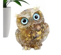 Rianpesn Crystal Owl Ornament,Resin Crystal Owl Figurines Home Decor Creative | 3D Crystal Ornament Animal Statue Hand Made Figurines Table Decor Big Eyes Cute Shape Home Decor