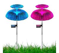 Rianpesn Solar Jellyfish Lights | 2 Pack Solar Garden Lights | Double-Layer Jellyfish Solar Yard Lights, Outside 7 Color Changing Decoration, Waterproof Decorative Stake Light for Landscape