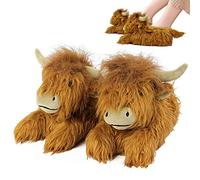 Rianpesn Unisex Highland Cow Slippers,Warm Plush Scottish Cow Slippers With Cow Shape Design,Keep Warm Animal Slippers