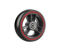 RIANT WHEEL, 4 X 1.4 inch, Solid, PU Wheels, Wheelchair Casters, Nylon Rim, one Pair (Red)