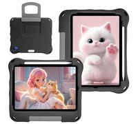 RIAOUR Case for iPad Air 11-inch M3 (2025) / M2 (2024), iPad Air 5th (2022) / 4th Generation (2020) 10.9 Inch, Fully-Body Rugged Heavy Duty Shockproof Case with Kickstand for Kids (A-Black)