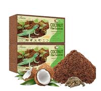 Riare 2 Pack Natural Coconut Fiber Substrate for Reptile Coco Substrate Premium Compressed Coconut Husk Terrarium Bedding for Reptile, Tortoise, Frogs, Snakes Hermit Crabs, Burrowing Animals