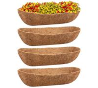 Riare 4PCS Trough Coco Coir Liners 24Inch Coconut Coir Hanging Basket Liner for Planters Natural Coco Fiber Window Box Liners for Wall Planter, Window Basket Deck Railing Planter (4, 24inch)