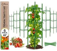 Riare 6 Pack 1.2m Tomato Cages for Garden- 48inches Heavy Duty Tomato Stakes and Supports, Adjustable Tall Tomato Plant Support Trellis for Pots, Raised Garden Bed, Climbing Vegetables Plants (6Pack)