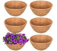 Riare 6Pcs Hanging Basket Liner, 12inch Round Natural Coconut Coir Liners Planter Liner Coco Fiber Replacement Liner for Hanging Baskets, Garden Flower Vegetables Planter Pot, Window Box
