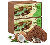Riare Natural Coconut Fiber Substrate for Reptile- Premium Compressed Coconut Husk Terrarium Bedding for Reptile, Tortoise, Frogs, Snakes Hermit Crabs, Burrowing Animals(4 Pack)