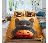 RIAVBAODG 3D Bat Printing Duvet Cover Set Soft Lightweight Cute Bat Quilt Cover 3 Pcs Bedding Sets For Child Teens Youth Man with Pillowcase Double（200x200cm）