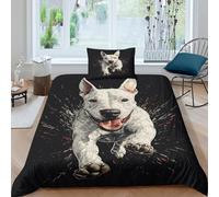 RIAVBAODG 3D Bull Terrier Printing Duvet Cover Set Bulldog Quilt Cover Hidden Zipper 3 Pcs Bedding Set for Kids Girls Teens with Pillowcase Single（135x200cm）