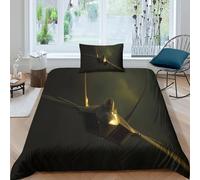RIAVBAODG 3D F-22 Fighter Jet Printing Duvet Cover Set Soft Lightweight Stealth Fighter Quilt Cover 3 Pcs Bedding Sets For Child Teens Youth Man with Pillowcase Single（135x200cm）