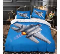 RIAVBAODG 3D F35 Fighter Jet Printing Comforter Cover Set Ultra Soft Room Decor For Child Teens Youth Man Room Decor Zipper Closure 3 Pcs Bedding Sets Super King（260x220cm）