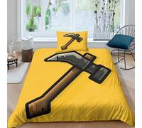 RIAVBAODG 3D Hammer Printing Comforter Cover Pickaxe Set Ultra Soft Room Decor For Child Teens Youth Man Room Decor Zipper Closure 2 Pcs Bedding Sets Single（135x200cm）