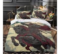 RIAVBAODG 3D Medieval Cavalry Printing Duvet Cover Set Prince Consort for Bedding Soft Lightweight for Kids Teens Boys Room Decor 3 Pcs with Pillow Case Super King（260x220cm）