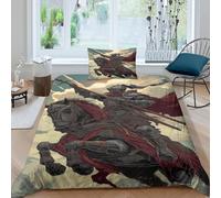 RIAVBAODG 3D Medieval Cavalry Printing Duvet Cover Set Soft Lightweight Prince Consort Quilt Cover 3 Pcs Bedding Sets For Child Teens Youth Man with Pillowcase Single（135x200cm）