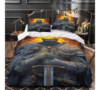 RIAVBAODG 3D Medieval Swordsman Printing Duvet Cover Set Wordsman 3 Pcs Bedding Set Soft Lightweight Bedroom Dorm Decor for Kids Teens Boys Room Decor with Pillowcase Super King（260x220cm）