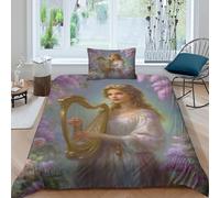 RIAVBAODG 3D Orpheus Playing A Golden Lyre Printing Duvet Cover Set Soft Lightweight Greek Goddess Quilt Cover 3 Pcs Bedding Sets For Child Teens Youth Man with Pillowcase Single（135x200cm）