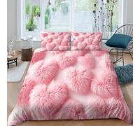 RIAVBAODG 3D Pink Heart Printing Comforter Cover Romantic Love Set Ultra Soft Room Decor For Child Teens Youth Man Room Decor Zipper Closure 3 Pcs Bedding Sets Double（200x200cm）