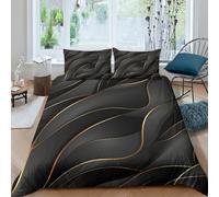 RIAVBAODG 3D Silks And Satins Printing Duvet Cover Set Soft Lightweight Black Gold Quilt Cover 3 Pcs Bedding Sets For Child Teens Youth Man with Pillowcase King（220x240cm）