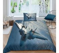 RIAVBAODG 3D Sukhoi Su-57 Jet Printing Duvet Cover Set Fighter Jet for Bedding Soft Lightweight for Kids Teens Boys Room Decor 3 Pcs with Pillow Case Single（135x200cm）