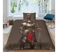 RIAVBAODG 3D Swordsman Printing Duvet Cover Set Soft Lightweight Warrior Quilt Cover 3 Pcs Bedding Sets For Child Teens Youth Man with Pillowcase Single（135x200cm）