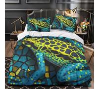 RIAVBAODG 3D Teal Poison Dart Frog Printing Duvet Cover Set Frog 3 Pcs Bedding Set Soft Lightweight Bedroom Dorm Decor for Kids Teens Boys Room Decor with Pillowcase Single（140x200cm）