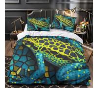 RIAVBAODG 3D Teal Poison Dart Frog Printing Duvet Cover Set Frog for Bedding Soft Lightweight for Kids Teens Boys Room Decor 3 Pcs with Pillow Case Super King（260x220cm）