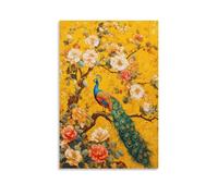 RIAVBAODG Blooming Flowers And Peacock Wall Decor Poster Chinese Art Canvas Prints Picture Modern Wall Art Modern Decor Picture Hanging for Living Room Bedroom Home Decorations 20x30inch(50x75cm)