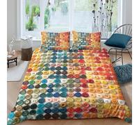 RIAVBAODG Buttons 3D Duvet Cover 3 Pcs Print Colorful Buttons Bedding Set Microfibre Comforter Cover For Child Teens Youth Man Room Decor Quilt Cover with Pillowcase Double(200x200cm)