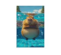 RIAVBAODG Chubby Capybara Poster Artwork Capybara Canvas Prints Picture Modern Wall Art Picture Wall Hanging for Living Room Home Decorations 08x12inch(20x30cm)