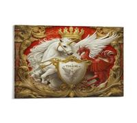 RIAVBAODG Coat of Arms Shield Wall Decor Poster Red Dragon Canvas Prints Picture Modern Canvas Art Picture Wall Hanging for Living Room Bedroom Home Decorations 16x24inch(40x60cm)