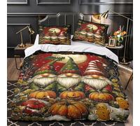 RIAVBAODG Cute Gnomes 3D Printed Comforter Cover Set Microfibre Duvet Christmas Cover Bedding Set for Kids Teens Boys Room Decor 3 Pcs Quilt Cover with Pillow Case Single（140x200cm）