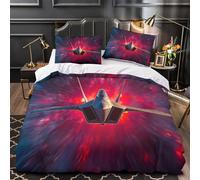 RIAVBAODG F-22 Jet 3D Print Duvet Cover Set Stealth Fighter Quilt Cover Zipper Closure 3 Pcs Bedding Set Soft Lightweight for Kids Girls Teens Super King（260x220cm）