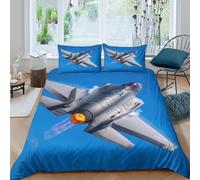 RIAVBAODG F35 Fighter Jet 3D Print Duvet Cover Set Quilt Cover Bedroom Dorm Decor 3 Pcs Bedding Sets with Pillowcase For Child Teens Youth Man King（220x240cm）