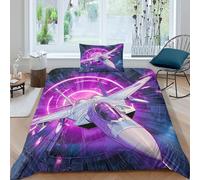 RIAVBAODG Fighter Jet 3D Duvet Cover 3 Pcs Print Japanese Manga Style Bedding Set Microfibre Comforter Cover For Child Teens Youth Man Room Decor Quilt Cover with Pillowcase Single（135x200cm）
