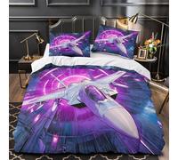 RIAVBAODG Fighter Jet 3D Print Duvet Cover Set Soft Lightweight Japanese Manga Style Bedding Sets for Kids Teens Boys Room Decor 3 Pcs with Pillowcase Super King（260x220cm）