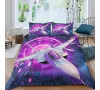 RIAVBAODG Fighter Jet 3D Print Duvet Cover Set Soft Lightweight Japanese Manga Style Bedding Sets for Kids Teens Boys Room Decor 3 Pcs with Pillowcase King（220x240cm）