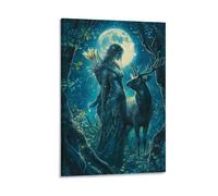 RIAVBAODG Goddess Artemis,Huntress Poster Artwork Greek Mythology Canvas Prints Picture Modern Wall Art Picture Wall Hanging for Living Room Bedroom Home Decorations 08x12inch(20x30cm)