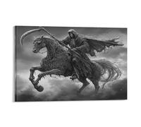 RIAVBAODG Grim Reaper Poster Artwork Skeleton Horse Giclee Canvas Prints Modern Canvas Wall Art Picture Wall Minimalist Modern Art for Home Office Decor Room Bedroom 08x12inch(20x30cm)